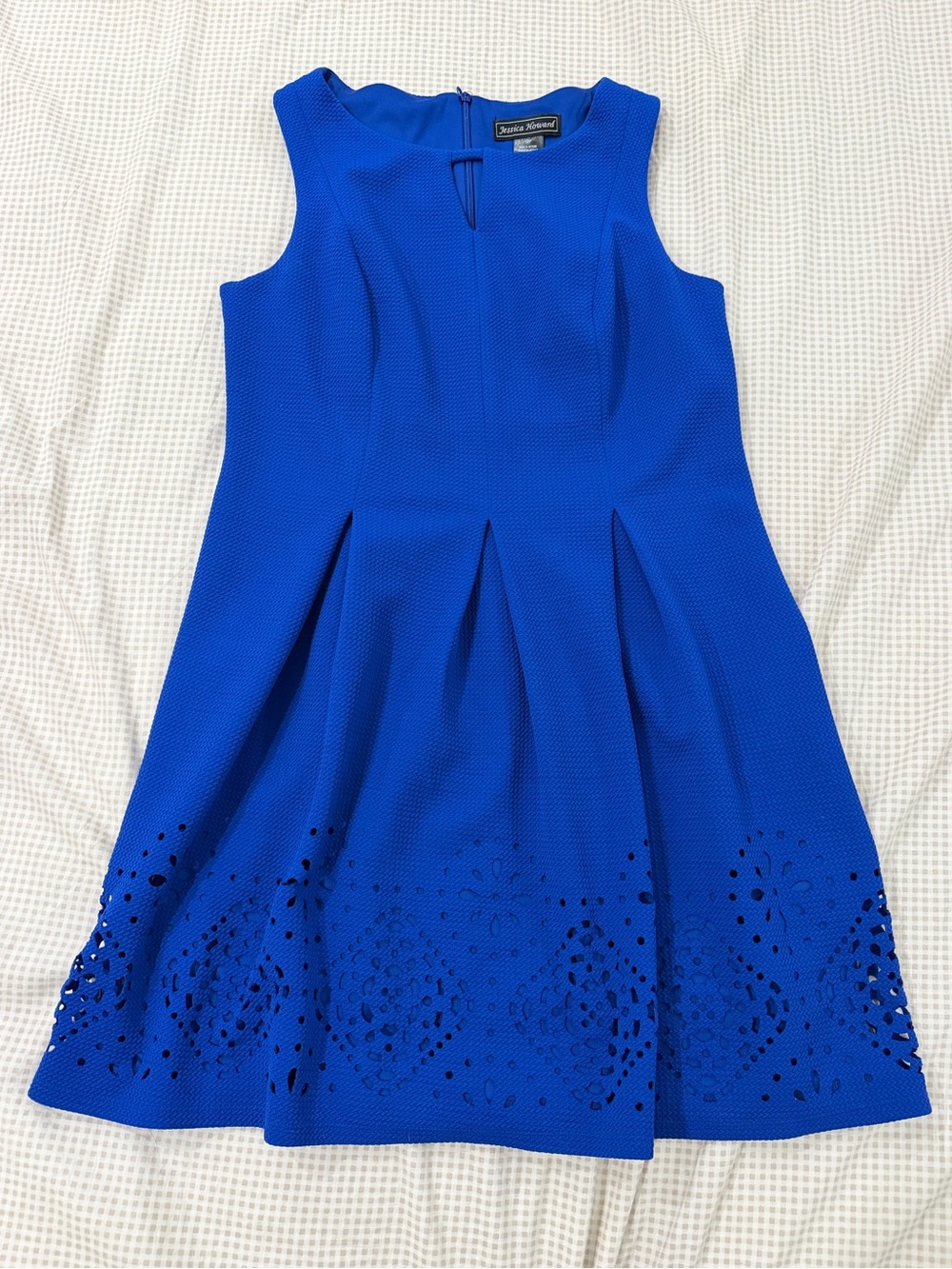 Jessica Howard Cobalt Blue Laser-Cut Fit & Flare Dress